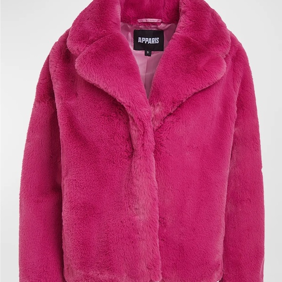 Apparis Fuchsia Faux Fur Coat - Picture 1 of 4